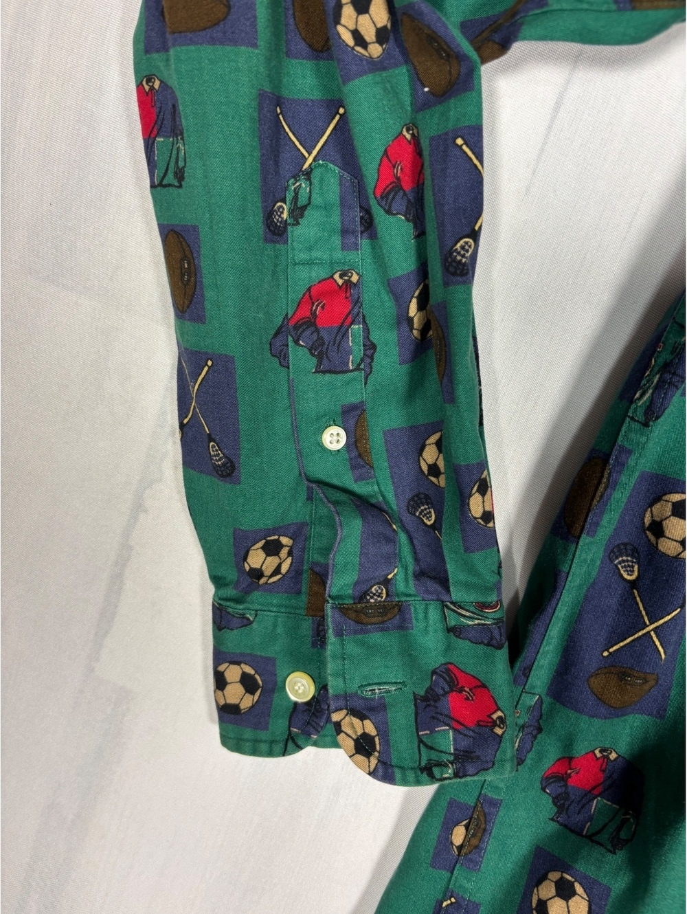 Vintage Nautica Men’s M Green AOP Soccer Golf Sports Button Down Shirt Retro Y2K - Picture 6 of 7